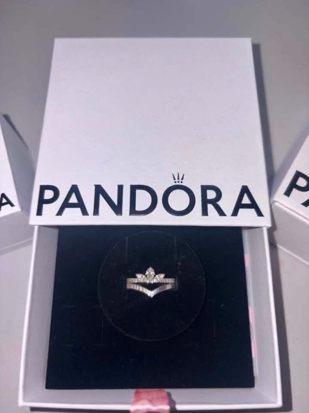 Pandora Silver Crown and V Chevron Ring Set